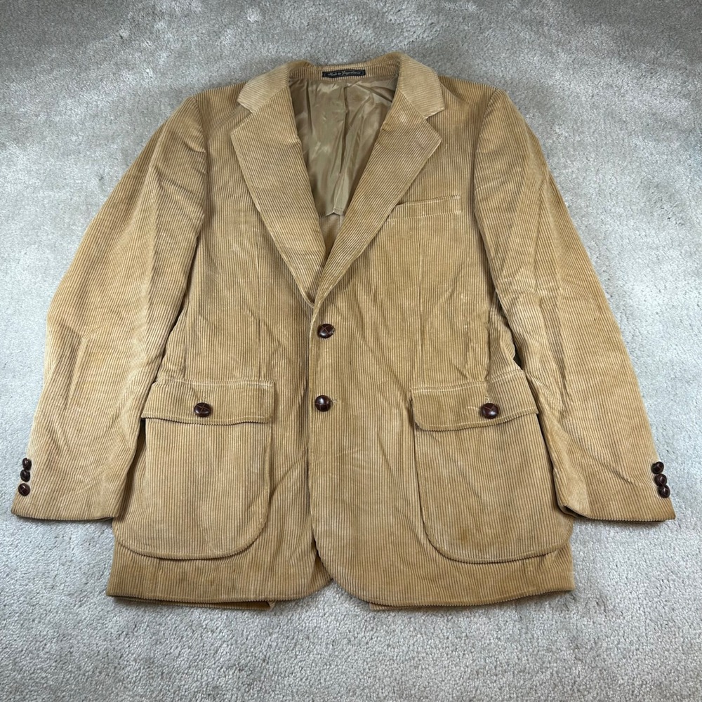 Vintage 70s Christian Dior Monsieur Sport Blazer Mens 44 Tan Corduroy Yugoslavia